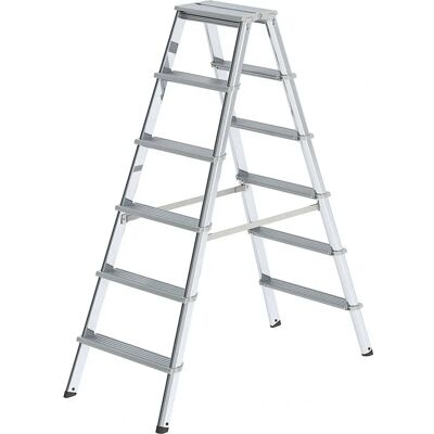 Escalera doble de aluminio MUNK - 2x6 peldaños - 3000mm altura de trabajo Escalera doble de aluminio MUNK - 2x6 peldaños - 3000mm altura de trabajo