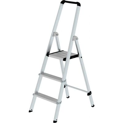 MUNK Aluminium-Stufenleiter - 3 Stufen, Grau, Ergonomisch, Klappbar MUNK Aluminium-Stufenleiter - 3 Stufen, Grau, Ergonomisch, Klappbar