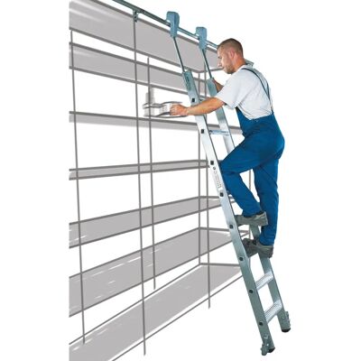Munk Günzburger Steigtechnik - Regalleiter, 12 Stufen, Fahrbarer Leiterkopf, 3330mm Munk Günzburger Steigtechnik - Regalleiter, 12 Stufen, Fahrbarer Leiterkopf, 3330mm