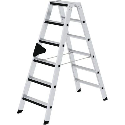 Munk Günzburger Steigtechnik - Stehleiter 2x6 Stufen, Aluminium, Beidseitig Begehbar, H 1400mm, B 520mm Munk Günzburger Steigtechnik - Stehleiter 2x6 Stufen, Aluminium, Beidseitig Begehbar, H 1400mm, B 520mm