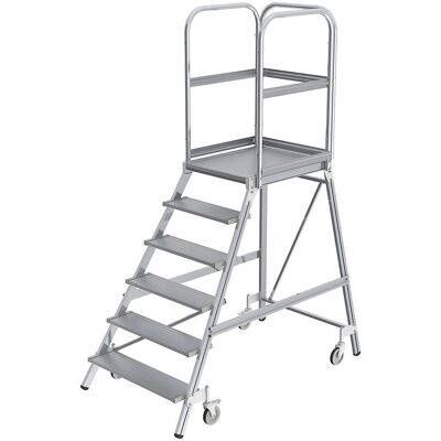 Escalera MUNK con Plataformay 6 Peldaños, Marco de Aluminio Escalera MUNK con Plataformay 6 Peldaños, Marco de Aluminio