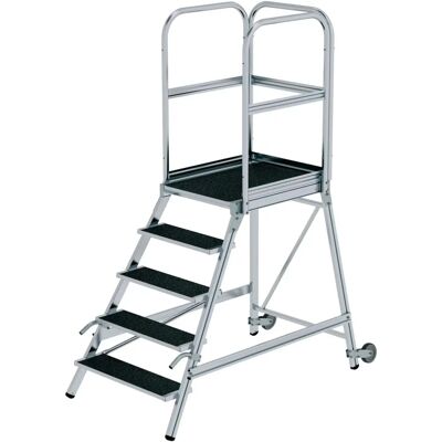 Munk Günzburger Steigtechnik Munk Podestleiter mit Rollen und Griff R13 Korund 5 Stufen Munk Günzburger Steigtechnik Munk Podestleiter mit Rollen und Griff R13 Korund 5 Stufen
