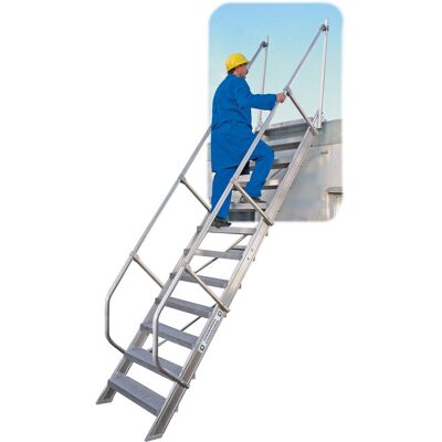 Munk Günzburger Steigtechnik - Alutreppe 5 Stufen, 60°, Breite 600mm, Einseitiger Handlauf - Leiter Munk Günzburger Steigtechnik - Alutreppe 5 Stufen, 60°, Breite 600mm, Einseitiger Handlauf - Leiter