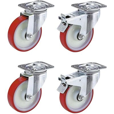 TENTE Polyurethanräder auf Polyamidfelgen - Drehbar & Bremse - 80x32mm TENTE Polyurethanräder auf Polyamidfelgen - Drehbar & Bremse - 80x32mm