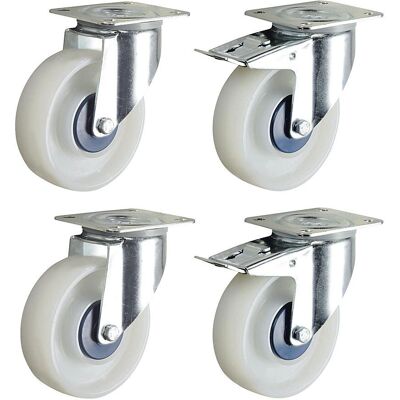 TENTE Weiße Polyamidräder - Doppelbremse Drehrollen - 125x40mm TENTE Weiße Polyamidräder - Doppelbremse Drehrollen - 125x40mm