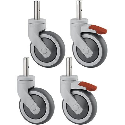 Ruedas de plástico TENTE - Juego de 4 con freno doble y estándar Ruedas de plástico TENTE - Juego de 4 con freno doble y estándar