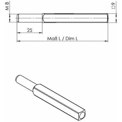 Ogro - Perno solido 9x105 mm per parti di bicicletta Ogro - Perno solido 9x105 mm per parti di bicicletta