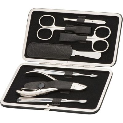 Ensemble de Manucure ERBE - Étui en Cuir Noir, 7 Outils, Acier de Solingen - Publicité Ensemble de Manucure ERBE - Étui en Cuir Noir, 7 Outils, Acier de Solingen - Publicité