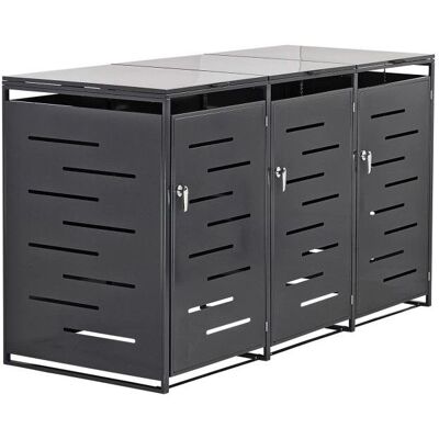 Dema - Triple trash can enclosure - Anthracite - Publicité Dema - Triple trash can enclosure - Anthracite - Publicité