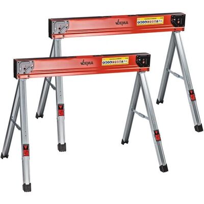 Dema - DAB 500 H - 500 kg - Paire - Tréteaux métalliques pliants - Publicité Dema - DAB 500 H - 500 kg - Paire - Tréteaux métalliques pliants - Publicité