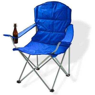 Dema - Chaise pliante avec porte-boissons - Bleu - Publicité Dema - Chaise pliante avec porte-boissons - Bleu - Publicité
