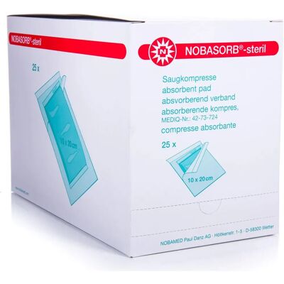 NOBAMED Nobasorb-Compresses absorbantes stériles 10x20 cm - Produit médical - Publicité NOBAMED Nobasorb-Compresses absorbantes stériles 10x20 cm - Produit médical - Publicité