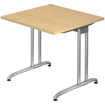 Bureau carré Hammerbacher Modèle BS08/3 avec pied en C argenté - Bureau - Publicité Bureau carré Hammerbacher Modèle BS08/3 avec pied en C argenté - Bureau - Publicité