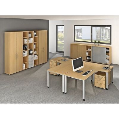HAMMERBACHER Esitbare hoogte L-vorm bureau - Kantoormeubilair HAMMERBACHER Esitbare hoogte L-vorm bureau - Kantoormeubilair