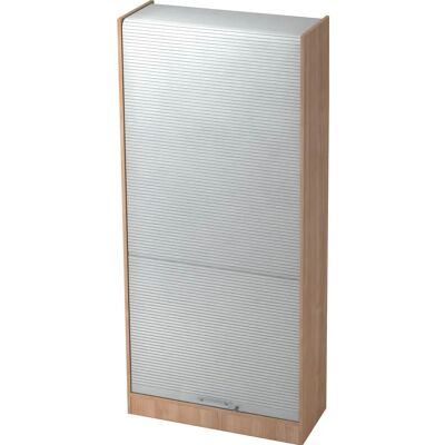 hjh OFFICE PRO SIGNA R90 RE - Walnuss/Silber Rollladenschrank - 5 Böden hjh OFFICE PRO SIGNA R90 RE - Walnuss/Silber Rollladenschrank - 5 Böden