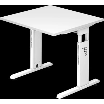 HAMMERBACHER Gradeo Bureau réglable en hauteur blanc 80x80cm - Publicité HAMMERBACHER Gradeo Bureau réglable en hauteur blanc 80x80cm - Publicité