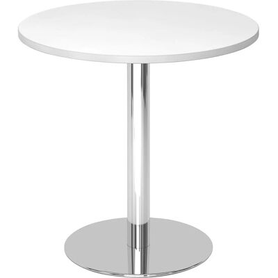 Kaiserkraft Konferenztisch - Ø 800 mm, 755 mm magas, chromrahmen, weißer Tisch Kaiserkraft Konferenztisch - Ø 800 mm, 755 mm magas, chromrahmen, weißer Tisch