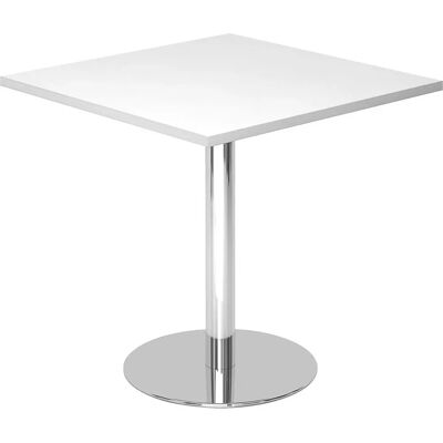 Kaiserkraft Meeting Table - Chromgestell, Weiß/Buche-Dekor, 800x800mm Kaiserkraft Meeting Table - Chromgestell, Weiß/Buche-Dekor, 800x800mm