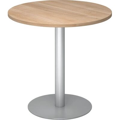 Kaiserkraft Conferentietafel - Ø 800 mm, 755 mm hoog, Zilveren frame, Mocca-decor blad Kaiserkraft Conferentietafel - Ø 800 mm, 755 mm hoog, Zilveren frame, Mocca-decor blad