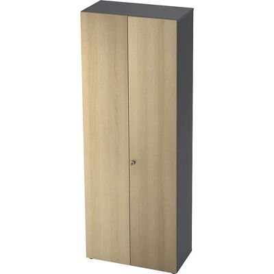 Eurokraft Pro ANNY - Faserplatten-Schrank mit 2 Türen - 5 Regale - Graphit / Eiche Eurokraft Pro ANNY - Faserplatten-Schrank mit 2 Türen - 5 Regale - Graphit / Eiche