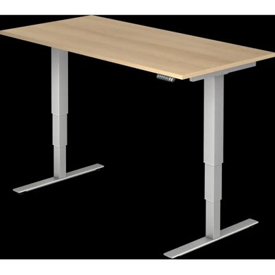 Hammerbacher Elektrisch Zit-Sta Bureau - 160x80cm - Eiken & Zilver Hammerbacher Elektrisch Zit-Sta Bureau - 160x80cm - Eiken & Zilver