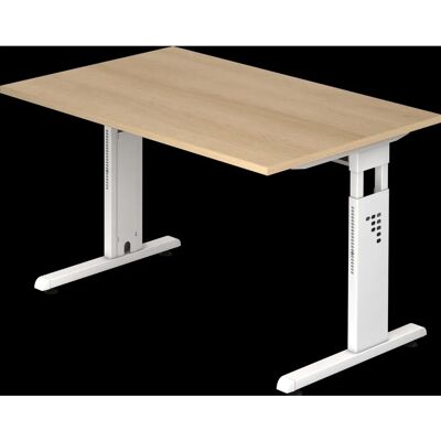 HAMMERBACHER OS 12 Verstelbare hoogte bureau - Wit & Eiken - 120x80 cm HAMMERBACHER OS 12 Verstelbare hoogte bureau - Wit & Eiken - 120x80 cm
