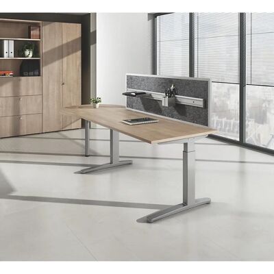 eurokraft pro ANNY - Höhenverstellbarer Schreibtisch - C-Fuß-Gestell, 800/1200mm, Eiche/Aluminium eurokraft pro ANNY - Höhenverstellbarer Schreibtisch - C-Fuß-Gestell, 800/1200mm, Eiche/Aluminium