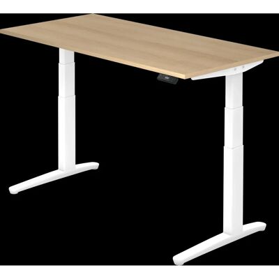 Hammerbacher Verstelbare Zit- en Sta- Bureau - Wit & Eik - 160x80 cm Hammerbacher Verstelbare Zit- en Sta- Bureau - Wit & Eik - 160x80 cm