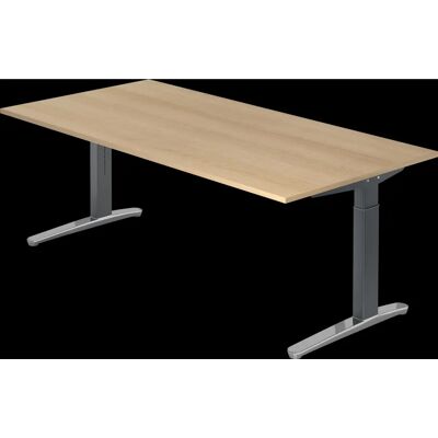 Bureau réglable en hauteur Hammerbacher - Chêne / Alu graphite - Publicité Bureau réglable en hauteur Hammerbacher - Chêne / Alu graphite - Publicité