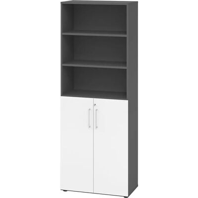 Hammerbacher Kantoorkast - Grijs/Wit - Met slot, Verstelbare planken Hammerbacher Kantoorkast - Grijs/Wit - Met slot, Verstelbare planken