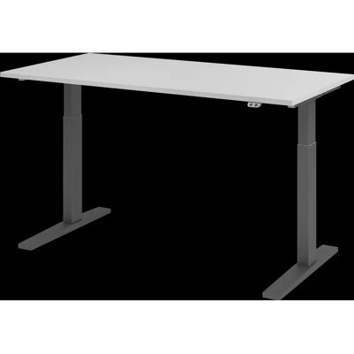 HAMMERBACHER Verstelbaar Bureau - 160x80cm, Lichtgrijs, Elektrisch HAMMERBACHER Verstelbaar Bureau - 160x80cm, Lichtgrijs, Elektrisch