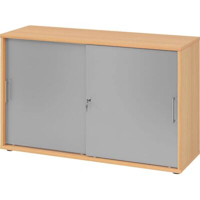 Armoire à portes coulissantes Hammerbacher V1753S/6/S/BS - Hêtre et Argent - Rangement de bureau - Publicité Armoire à portes coulissantes Hammerbacher V1753S/6/S/BS - Hêtre et Argent - Rangement de bureau - Publicité