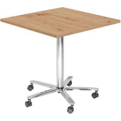 hjh OFFICE PRO BISTRO 88Q C - Konferenztisch - Chrom & Eiche hjh OFFICE PRO BISTRO 88Q C - Konferenztisch - Chrom & Eiche