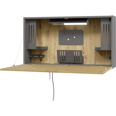 Hammerbacher Wandschreibtisch - Graphit / Eiche Dekor - 1200x650mm Hammerbacher Wandschreibtisch - Graphit / Eiche Dekor - 1200x650mm