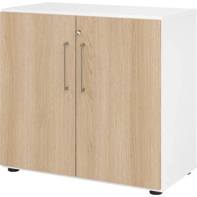 Hammerbacher Weiß/Eiche Aktenschrank mit 2 Türen - Büromöbel Hammerbacher Weiß/Eiche Aktenschrank mit 2 Türen - Büromöbel