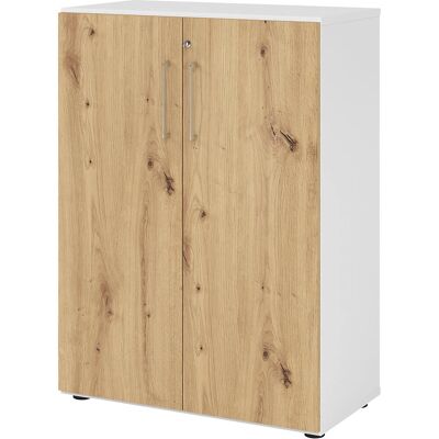 Eurokraft pro RENATUS - Büroschrank mit 2 Einlegeböden - Weiß/Eiche Nussbaum - Stauraum Eurokraft pro RENATUS - Büroschrank mit 2 Einlegeböden - Weiß/Eiche Nussbaum - Stauraum