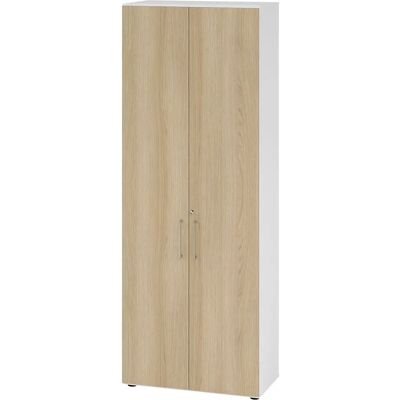 Eurokraft pro RENATUS Schrank - 5 Regale, Mit Schloss, Weiß/Eiche Eurokraft pro RENATUS Schrank - 5 Regale, Mit Schloss, Weiß/Eiche