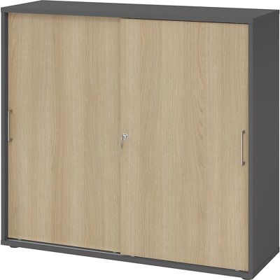 Hammerbacher Platzsparender Schiebetürenschrank - Eiche/Graphit Hammerbacher Platzsparender Schiebetürenschrank - Eiche/Graphit