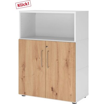 Hammerbacher Schrank - Weiß / Eiche - 80x40x109,8cm Hammerbacher Schrank - Weiß / Eiche - 80x40x109,8cm