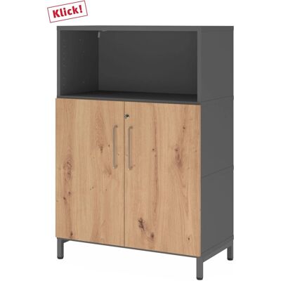 hjh OFFICE PRO FlexWall - Büro Schrank mit 3 Regalen, Türen & Sockelrahmen hjh OFFICE PRO FlexWall - Büro Schrank mit 3 Regalen, Türen & Sockelrahmen