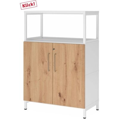 hjh OFFICE PRO Weiß/Rovere Nodato Office Wall Cabinet - Office Type hjh OFFICE PRO Weiß/Rovere Nodato Office Wall Cabinet - Office Type