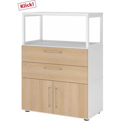 Armoire de rangement Hammerbacher - Blanc / Chêne - 80cm x 40cm x 110cm - Meuble de stockage - Publicité Armoire de rangement Hammerbacher - Blanc / Chêne - 80cm x 40cm x 110cm - Meuble de stockage - Publicité