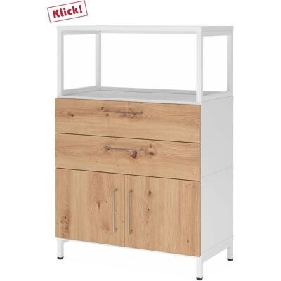 hjh OFFICE PRO Weiß/Eichen Furnier Office Wall Unit hjh OFFICE PRO Weiß/Eichen Furnier Office Wall Unit