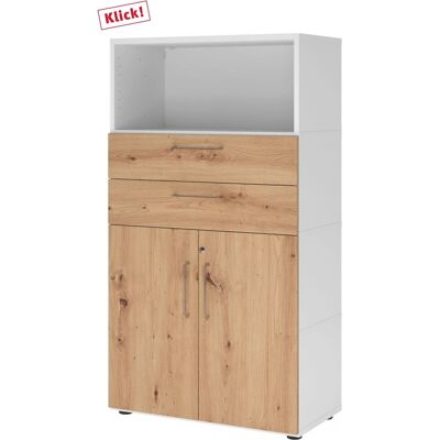 HAMMERBACHER Stauraum-Schrank - Weiß/Essen-Eik, 80x40x145 cm HAMMERBACHER Stauraum-Schrank - Weiß/Essen-Eik, 80x40x145 cm