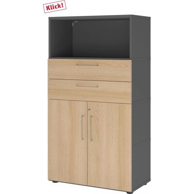 hjh OFFICE PRO FlexWall Aufbewahrungsschrank - Graphit/Eiche hjh OFFICE PRO FlexWall Aufbewahrungsschrank - Graphit/Eiche
