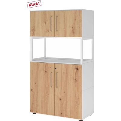 HAMMERBACHER Schrank mit Türen - Weiß/Eiche HAMMERBACHER Schrank mit Türen - Weiß/Eiche