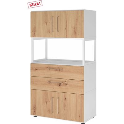 Hammerbacher FlexWall 4 OH Schrank - Weiß/Eiche Hammerbacher FlexWall 4 OH Schrank - Weiß/Eiche