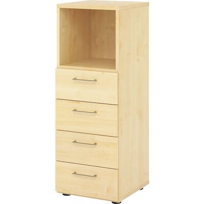 Eurokraft Pro RENATUS - Offenes Regal, 1 Fach, 4 Schubladen, Ahorn Dekor Eurokraft Pro RENATUS - Offenes Regal, 1 Fach, 4 Schubladen, Ahorn Dekor
