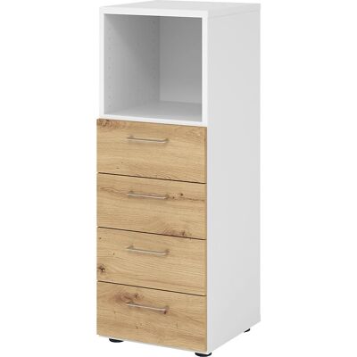 Eurokraft Pro RENATUS - Armoire ouverte en chêne rustique et blanc - Meuble Eurokraft Pro RENATUS - Armoire ouverte en chêne rustique et blanc - Meuble