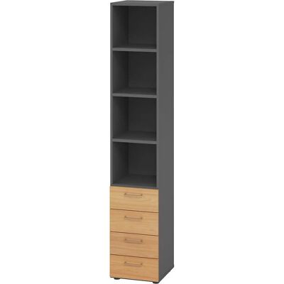 HAMMERBACHER Stauraumschrank - Graphit/Buche - 964S4 HAMMERBACHER Stauraumschrank - Graphit/Buche - 964S4